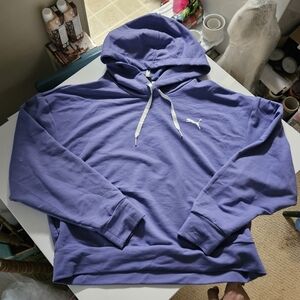 Puma cropped hoodie hooded sweatshirt womens small purple indigo